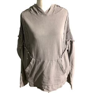 Easel Gray Hooded Long Sleeve Top Women’s Size S — Boho, Casual, Lightweight